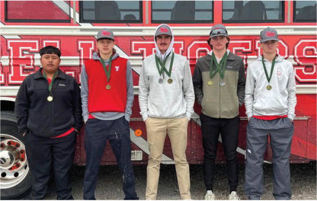 The Terrell Tigers varsity boys’ golf team takes first place at the Battle of the Brick Feb. 28. Photo courtesy of Terrell ISD Facebook page