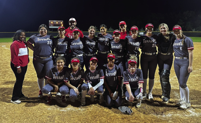 The Terrell Lady Tigers softball squad picked up a big 3-2 district victory over the Corsicana Lady Tigers Tuesday, March 19 at home. Photo courtesy of @terrelltigerBB/X