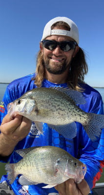 Guide Brandon Sargent with one of many crappie he and Luke landed on a recent trip at Lake Ray Hubbard. hoto by Luke Clayton