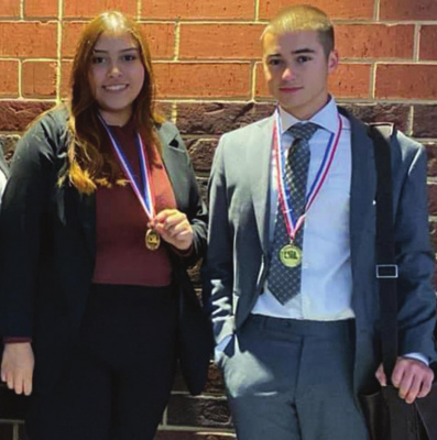 Terrell High students John Ory and Dalila Rameriz will compete in the State UIL debate completion at the Capitol in Austin. TISD SOCIAL MEDIA