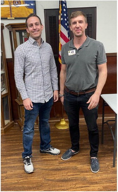 Michael Beeman of J Galt Finance spoke at Rotary Club of Terrell about how to leverage and finance small business. If you own a small business and would like more information, Michael can be reached at mbeeman@ jgalt.io or 903-453-1681. For more information about Rotary, to come as a guest or to join, contact Mary at mary@terrelltribune. com or Rhonda at 214-325-1273. Pictured are Michael Beeman and Rotary Sergeant at Arms Kyle Tunnell. Photo by Mary Dlabaj