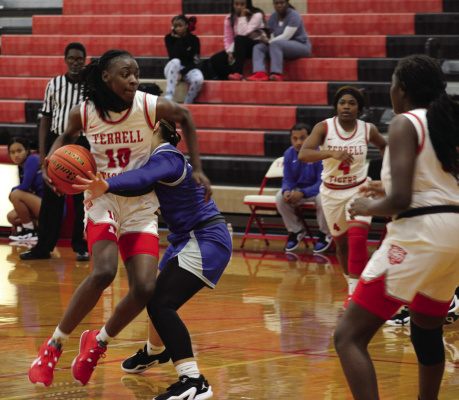 The Terrell Lady Tigers battled the Keene Chargers and took the 36-35 victory for their first win of the 2023 season Nov. 14 at home. Photo by Bodey Cooper