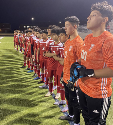 The Terrell Tigers stood ready as they awaited the start of this year’s 4A UIL Soccer Playoffs in Royse City March 24.Courtesy photo