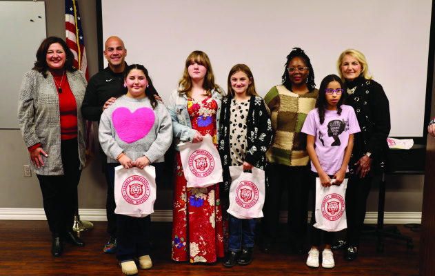 Terrell ISD recognized Lillian Rodela, Zara Ortega, Sophia Johns and Paeslie McBride, members of the Bruce Wood Elementary “Girls Leadership Opportunities Club.” They were recognized for their acts of service as they conducted a blanket drive for the local nursing home residents. Photo courtesy of Terrell ISD Facebook page