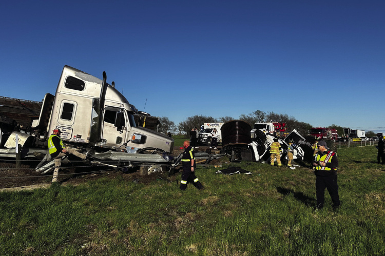 A major accident caused hours of delays on eastbound and westbound Interstate 20 in between Terrell and Canton Sunday, March 10. Photo courtesy of Elmo Fire Department Facebook page