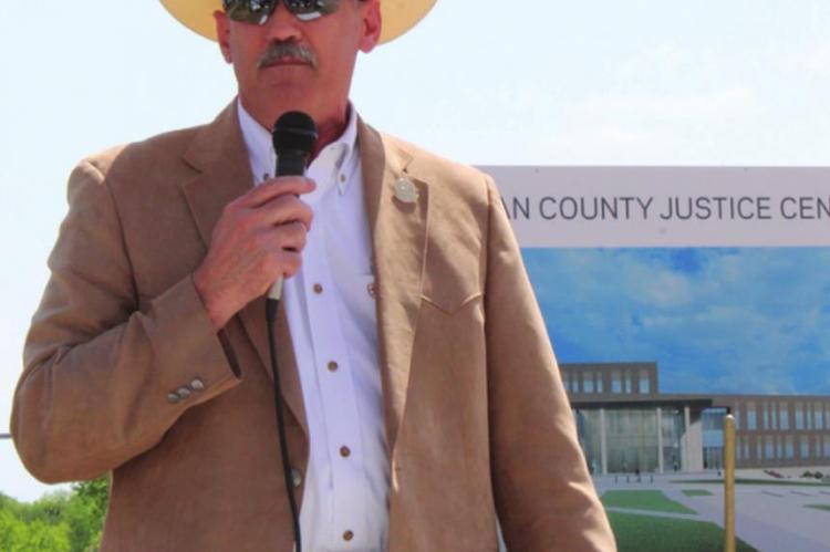 County Commissioner Terry Barber gives remarks at Tuesday’s groundbreaking ceremony. HANK MURPHY PHOTO
