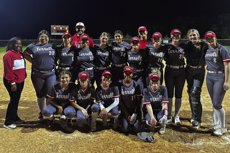 The Terrell Lady Tigers softball squad picked up a big 3-2 district victory over the Corsicana Lady Tigers Tuesday, March 19 at home. Photo courtesy of @terrelltigerBB/X