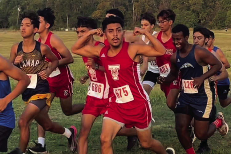 Greg Amias and Andres Macias compete in the first meet of the season at Kaufman Aug. 26. Photo courtesy of Joe Stephens