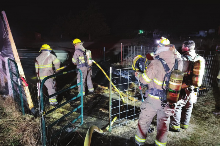 The Terrell Volunteer Fire Department made runs on four separate fire calls Feb. 23, including one for a shed that was likely caused by a heat lamp. No injuries were reported in the fire. Photo courtesy of the TVFD