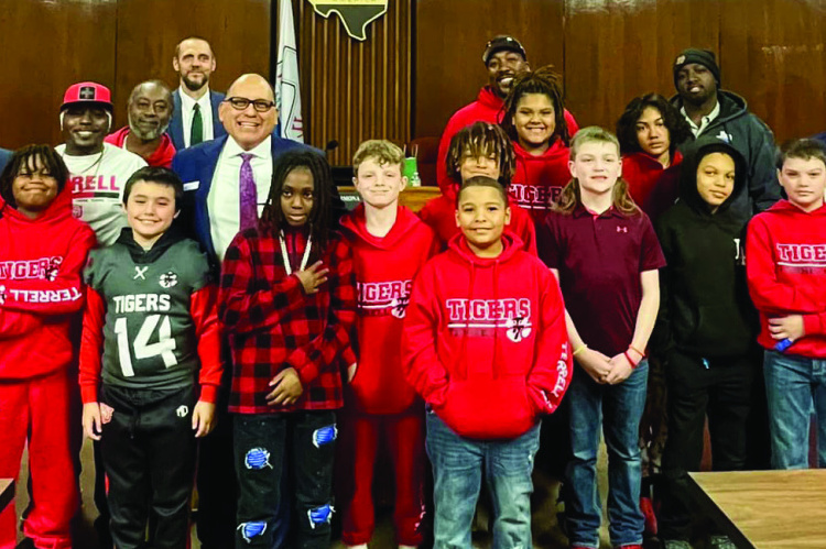 The Terrell Tigers 10U football team was recognized at the Jan. 23 Terrell City Council meeting after winning the State championship and advancing to the National championship in 2023. Photo courtesy of City of Terrell Facebook page