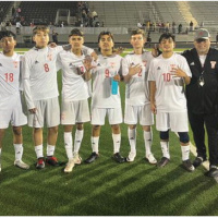 The Terrell Tigers celebrated their fifth district win of the season over the Forney Jackrabbits on the road Feb. 9. Photo courtesy of @terrell_soccer/X