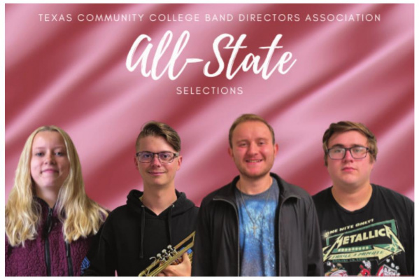 Trinity Valley Community College has four students qualified for the All-State band. Those students are, from left, Timmy Smith, Matthew Crawford, Zak McCain and Kaylee Passons. Courtesy photo
