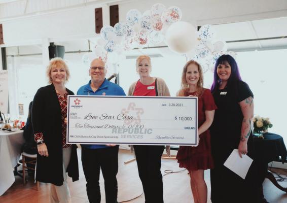 Kellie Hohenshelt, Lone Star CASA immediate past president; Rick Bernas, manager of municipal sales for Republic Services; Brenda Avenetti, CASA board member, Lauren Rowe, executive director for CASA; and Jennifer Ashmore, board president. COURTESY PHOTO