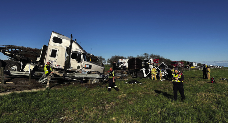 A major accident caused hours of delays on eastbound and westbound Interstate 20 in between Terrell and Canton Sunday, March 10. Photo courtesy of Elmo Fire Department Facebook page