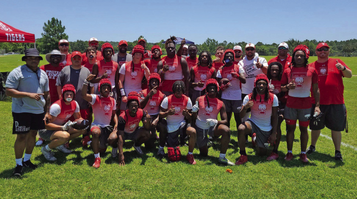 The Terrell Tigers 7-on-7 football team advanced to the State tournament for the first time in school history after a terrific weekend. The Tigers topped Kaufman, Mesquite Poteet, Tyler Legacy, Lufkin and Mesquite Horn to advance. Terrell will head to College Station June 27-29 for a chance at the title. Photo courtesy of Terrell ISD Facebook page