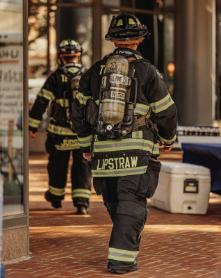 Terrell Fire Department probationary firefighters Ryan Lipstraw and Wyatt Judson made the hard climb during Fort Worth’s 9/11 Memorial Stair Climb on Thursday, Sept. 11. Photo courtesy of Terrell Fire Department