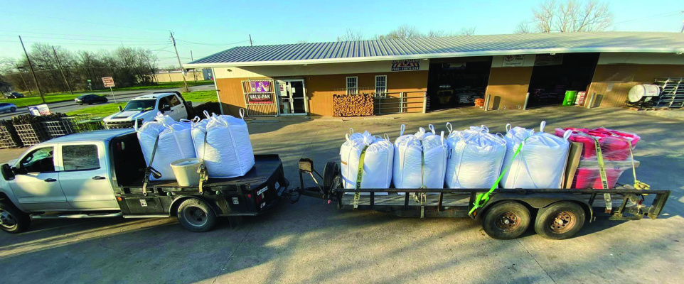 Ranchers Feed &amp; Supply of Terrell load up trucks and trailers to deliver supplies to farmers and ranchers affected by the continuous burning wildfires in the Texas Panhandle. Photo courtesy of Ranchers Feed &amp; Supply Facebook page