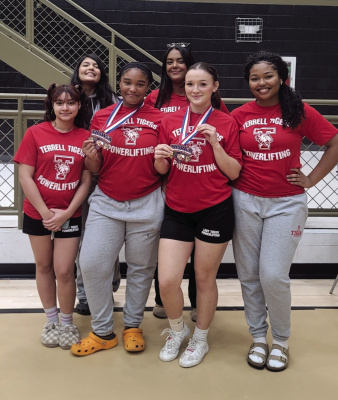 Three Lady Tigers competed in the Texas High School Women's Powerlifting Regional competition, equipped division on Saturday, Feb. 28 with Sadie Kirby qualifying for the State meet for the Terrell Lady Tigers. Photo courtesy of Terrell ISD