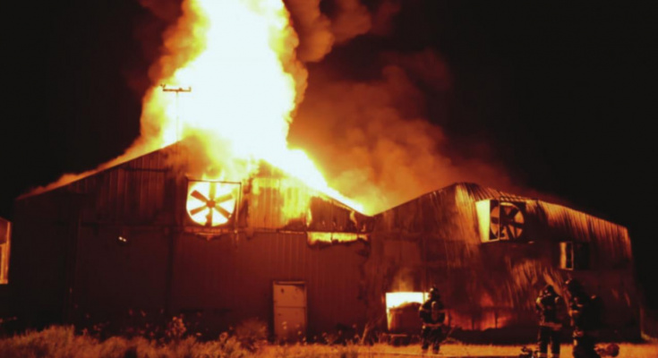 Multiple agencies, including the Terrell Volunteer Fire Department, Terrell Fire Department, Elmo Fire Department, Forney Fire Department, Ables Springs Fire Department and College Mound Fire Department, responded to an early morning fire at a commercial greenhouse Sept. 15. PHOTO COURTESY OF TVFD FACEBOOK PAGE