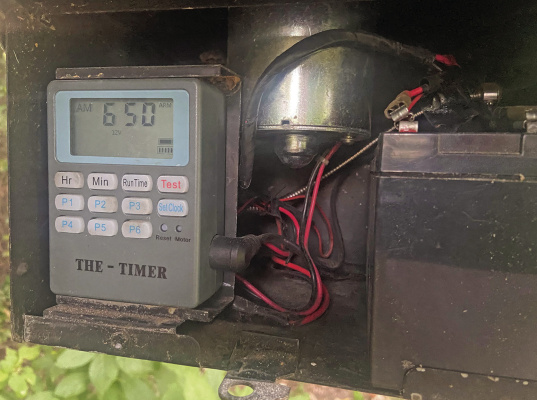 A quality timer is a must on any game feeder. With the invention of “The Timer” pictured here, the guesswork of ‘when’ a feeder throws corn was solved. Photo by Luke Clayton