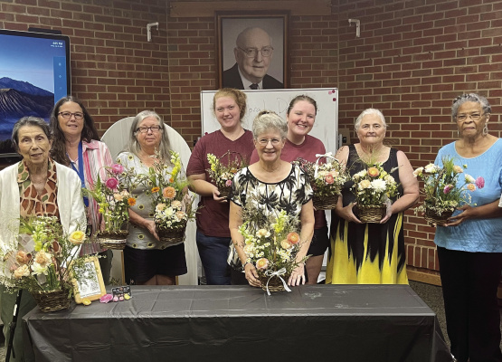 Hulsey Library floral design class blooming