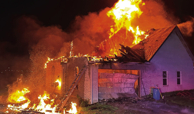 Multiple agencies battled a structure fire on County Road 237A in Terrell on Tuesday, April 14. Photo courtesy of Terrell Volunteer Fire Department