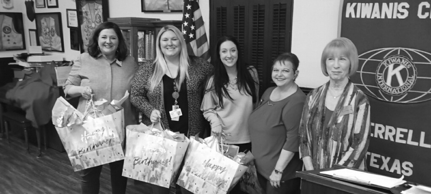 Kiwanis Club of Terrell recognized Gilbert Willie elementary for their 25 years of support for K-kids with a birthday celebration March 28. Representatives from Terrell ISD were present to join in the birthday party and accepted the gifts. Courtesy photos