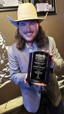 Ryder Grimes of Poetry, Texas, celebrates new album, No.1 song and Emerging Artist of the Year award