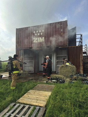 Elmo, College Mound FD hold live fire training