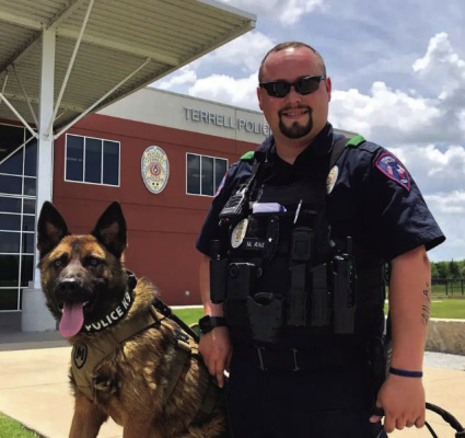 The Terrell Police Department announced the graduation of Officer Michael J. Anders and K9 Max from a handler/K9 training course, giving the department a new resource to help keep the city and its residents safe. Story on 2A. Photo courtesy of Terrell PD