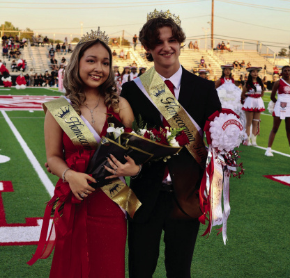 Terrell ISD crowned their 2025 Homecoming King and Queen, Caden Warnock and Zulli Galindo, before their homecoming win over the Kaufman Lions at Memorial Stadium on Friday, Sept. 26. Photo courtesy of Terrell ISD
