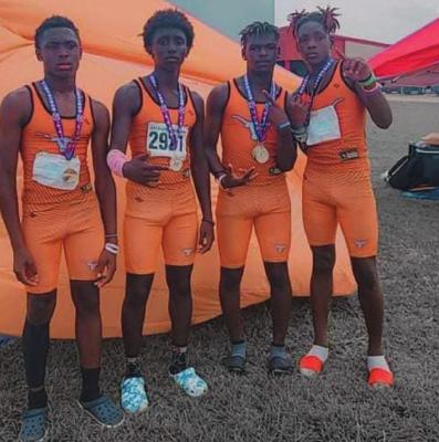 DonTavius Brown, Keyshawn Simpson, RJ Hambrick and Josiah Turner teamed up to win gold in the 4x100 relay. COURTESY PHOTO A AT LEFT: Janaria Jackson lit up the track at the Regional Meet in Greenville last week, finishing first overall in the 100 meter dash, the 200 meter dash and in the 4x100 meter relay. COURTESY PHOTO