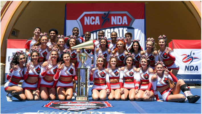 The TVCC Cardinal Cheer won its second consecutive national championship and 13th overall at the NCA Championships in Dayton Beach April 8. Courtesy photo