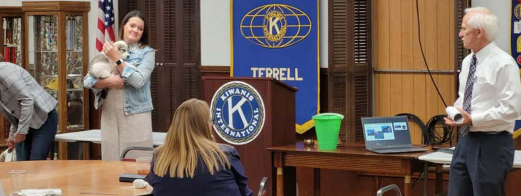 Kiwanis Club of Terrell held their regular meeting June 7. Kaufman County Judge Hal Richards shared information with members on a fiveyear financial plan for Kaufman County, transportation goals, building and facilities upgrades, and answered questions. Additionally, Raylan Smith brought along a couple of fur babies to demonstrate the importance of pet adoption and the new center for Kaufman County. Courtesy photo