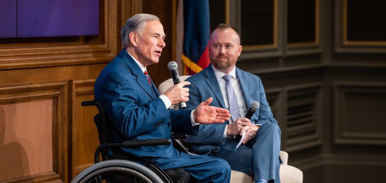 Texas Governor Greg Abbott reiterated his pledge to sign legislation that will cut property taxes during a fireside chat in Austin June 2. Office of the Governor