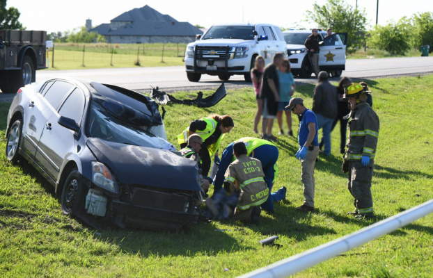 Members of the Terrell Volunteer Fire Department responded to a multi-vehicle accident April 26. The incident resulted in two peopl needing transport to area hospitals with major injuries. Photo courtesy of TVFD Facebook page