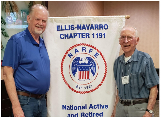 Dr. Joe Langley, pictured with NARFE Program Coordinator Ralph Nelson, served as the guest speaker of the group’s April 12 meeting. Courtesy photo