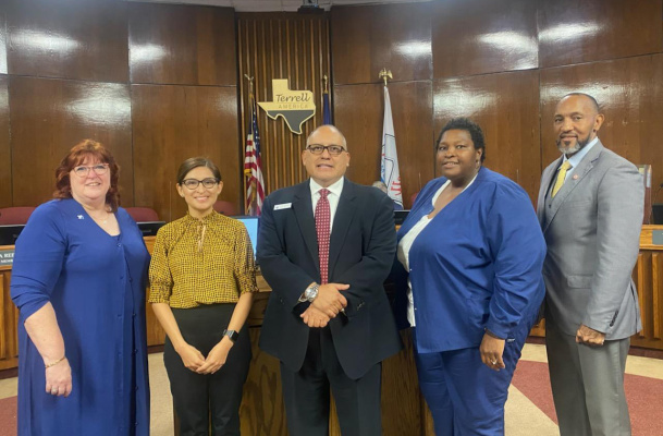 Andreia Reese, far left, will represent District 5 on the Terrell City Council after taking her oath of office during Tuesday night’s meeting. Photo by Alison Walker