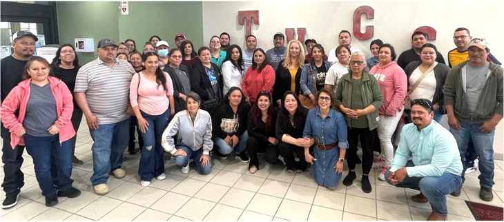 Attendees, advisors and TVCC staff pose after learning about the path to naturalization and citizenship at TVCC’s first Citizenship Class held on the Terrell Campus. Courtesy photo