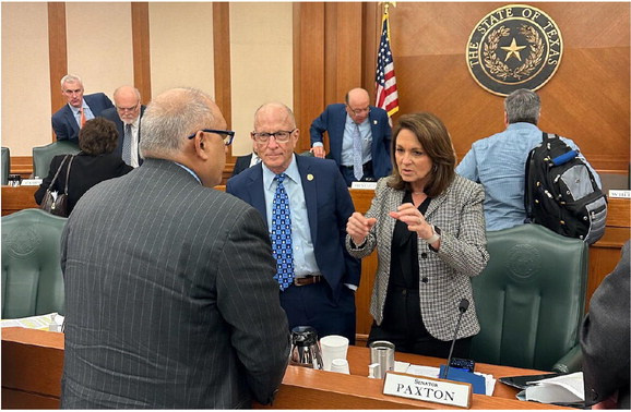 Mayor Rick Carmona met with state lawmakers this week, advocating for the importance of funding the state hospital to the Senate Finance Committee. Carmona’s trip included conversations with Senators Bob Hall, Angela Paxton and Lois Kolkhorst. Courtesy photo
