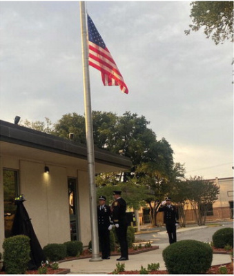Terrell City Mayor Rick Carmona, along with members of the Terrell Fire Department and Terrell Police Department were on hand Monday, Sept. 11 as the FD hosted their annual 9/11 memorial ceremony to honor those who were lost on Sept. 11, 2001. Photo courtesy of City of Terrell Facebook page