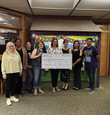 TVEC presented Riter C. Hulsey Public Library with a $2,000 grant to help support the library and serve the community. Pictured are Janie Pettus (from left to right), Devona Thomas, Amanda Guzman, Brianna West (HPL Youth Services Librarian), Joy Long (TVEC Grant Representative), Veronica Slayton, Destiny Arredondo and Omar Felipe (HPL Adult Services Librarian). Photo courtesy of Riter C. Hulsey Public Library
