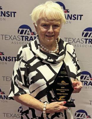 Longtime local public transit leader Omega Hawkins has received the Distinguished Service Award from the Texas Transit Association in partnership with the Texas Department of Transportation. Photo courtesy of City of Terrell