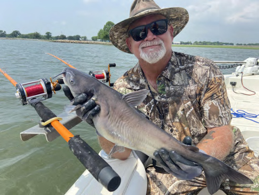 Lake Tawakoni catfish guide David Hanson is back on the water! David and Luke landed this ‘mess’ of catfish in about 1.5 hours fishing last week. Photo by Luke Clayton
