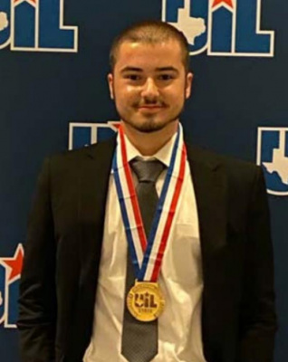 Terrell High School senior John Ory capped his high school extracurricular activities by winning gold in Informative Speaking at the UIL Speech and Debate Competition in Austin May 25. Courtesy photo