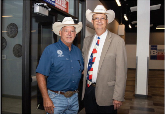 Kaufman County Sheriff Bryan Beavers (rght) alongside Texas State Representative Keith Bell at Beavers' kickoff event as he begins his re-election campaign for Kaufman County Sheriff. Photo courtesy of Monica Beavers