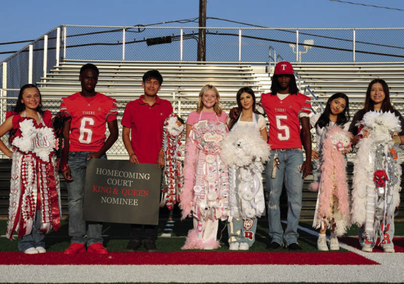Terrell Homecoming Court nominees appeared during the 2024 Homecoming Pep Rally at Memorial Stadium on Wednesday, Sept. 18. Homecoming King and Queen nominees are Ryson Martin (in no particular order), Mariana Ibarra, Kevin Espinoza, Ibrahim Fofanah, Alanie Lopez, Natalie Sanchez, Mackenzie Tarver and Joszelyn Fuentes. Photo courtesy of Aimy Martinez
