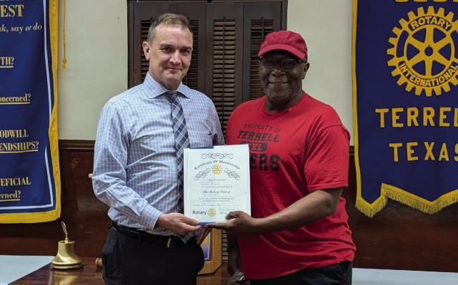 Judge Joseph Russell was sworn in as the newest member of Rotary Club of Terrell on April 3. Photo by Mary Dlabaj