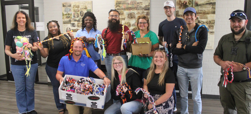 Nucor Buildings Group of Terrell made a pet toy donation June 10 to the Terrell Animal Adoption Center at Terrell City Hall. Photo by Bodey Cooper