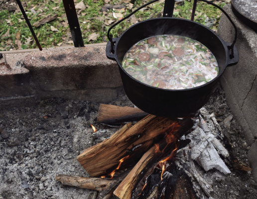 With all the rain this past week, Luke was forced to stick pretty close to home. He did manage to do a little outdoor cooking out by his little cabin. Courtesy photo
